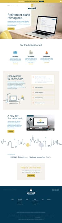 The homepage of Vestwell.com.